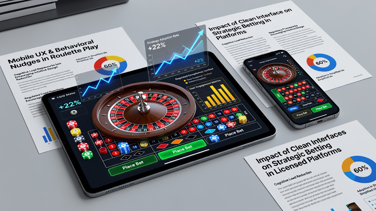 Detailansicht einer Roulette-App mit Strategie-Tools und adaptiven Layouts auf einem Tablet